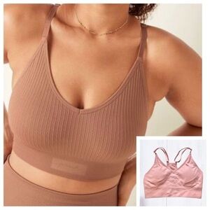 VICTORIAS SECRET PINK SEAMLESS LINED SPORTS BRA RACERBACK PINK S